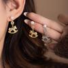 Year of the Horse 925 Sterling Silver Diamond Enamel Stud Earrings with Pearls - Retro High-End Design