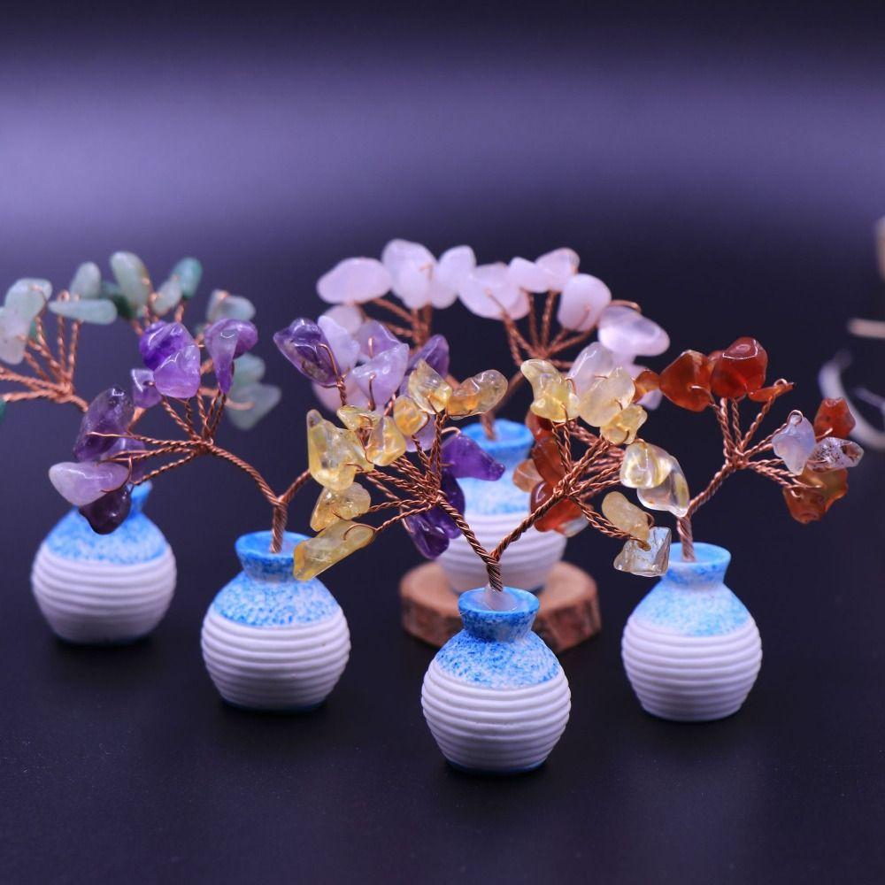Model Mini Tree Ornaments Multicolor Crystal Wishing Tree Ornaments Vase Crystal Tree  Home Decor