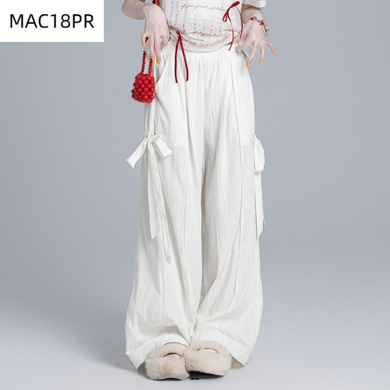 

Women Casual Elastic Waist Pocket Straight Trousers 2XL