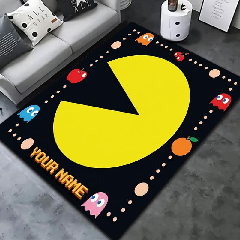 Pac-Man Custom Name Carpet Rug for Living Room Bedroom Home Sofa Decoration,Kids play Non-slip Floor Mat