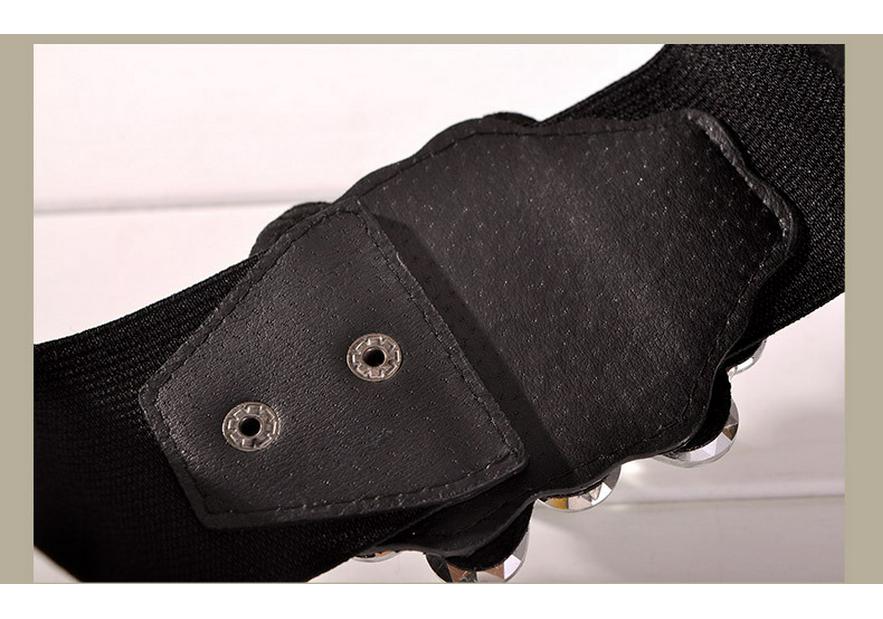 Autumn Winter Women's Rhinestone Elastic Waist Leather Belt with Skirt Decoration and Down Jacket Waistband.