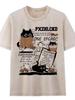 Damen Plus Size distressed gewaschene Baumwolle Kurzarm Retro Print lockeres T-Shirt