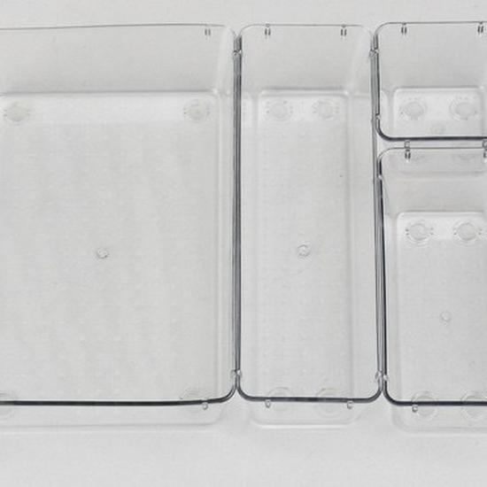 Acrylic Shelf Set with Cosmetic Organizer and Dorm Drawer Divider