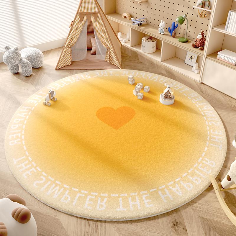 Pink Girl New Round Carpet Children Room Warm Fluffy Soft Decorative Carpets Geometric Love Anti Slip Rug Carpet for Living Room