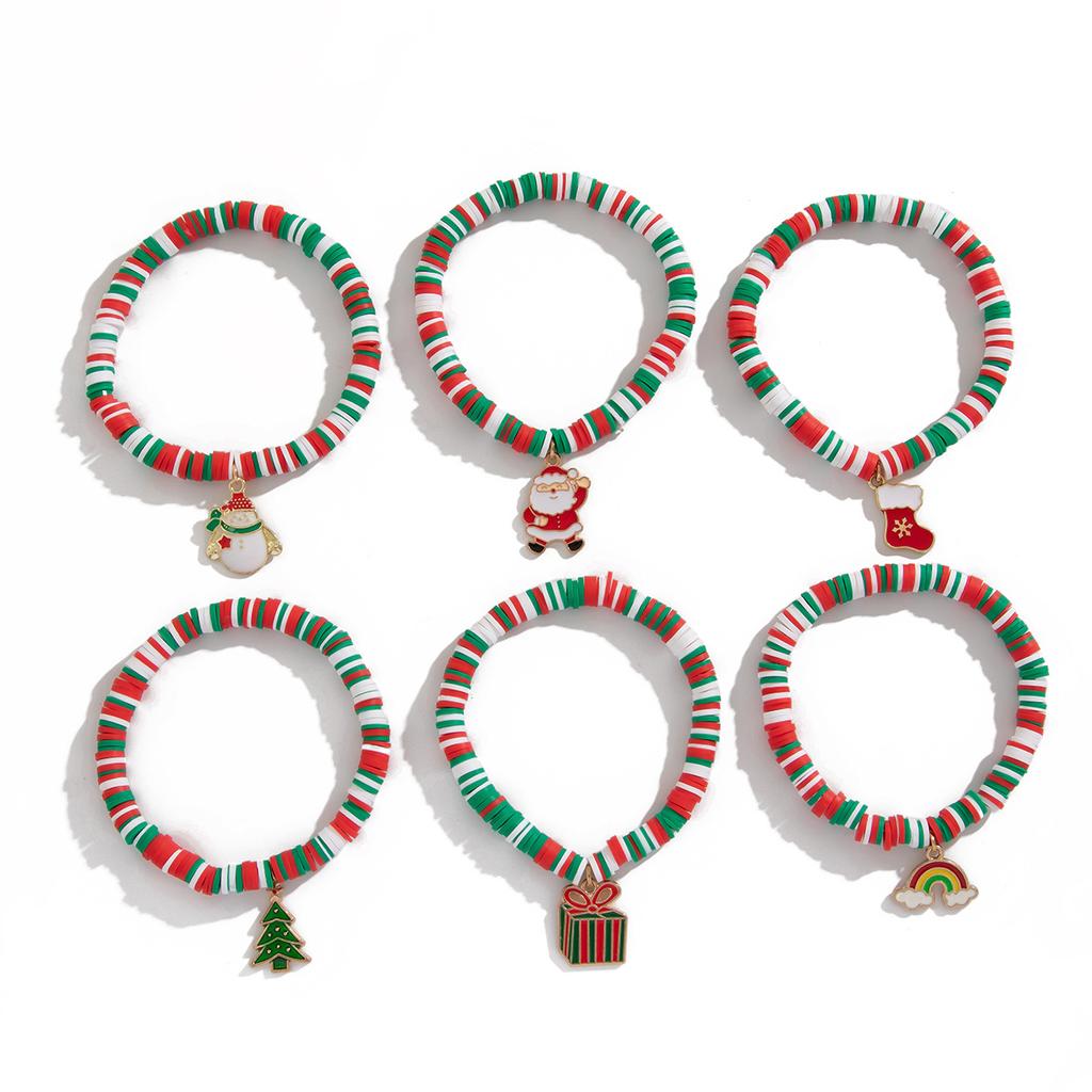 Christmas elk soft pottery colorful soft pottery bracelet jewelry, niche letter elastic jewelry set
