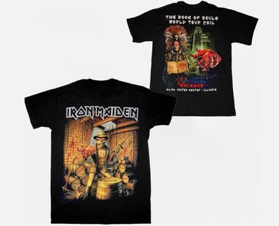 Iron Maiden 2016 Chicago Tour Shirt | Doppelseitiges Konzertband-T-Shirt Unisex