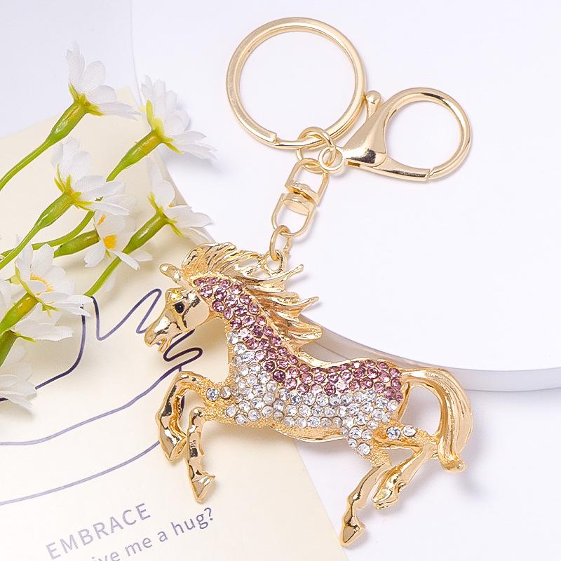 Colorful Rhinestone 3D Tiger Keychain and Metal Backpack Accessory