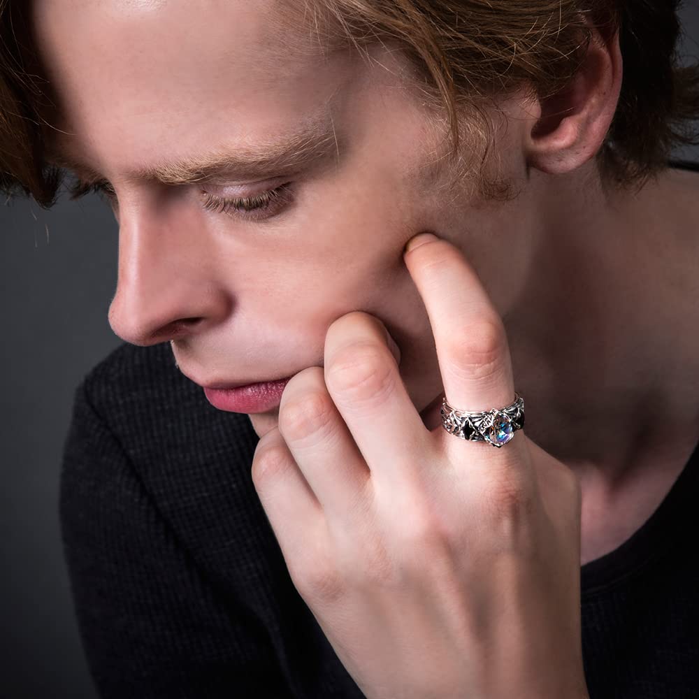 Artemis Classic Rhombus Mystic White Rainbow Silver Ring Silver Accessories for Men and Brand Silver 925 Silver Mystic Ring, (ACR0290), Women,