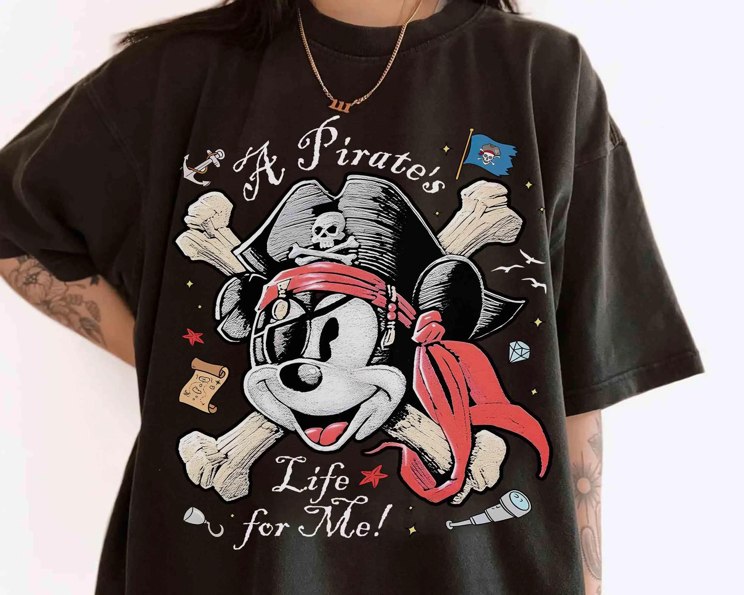 

2026 Summer Disney Mickey The Pirate Graphic Tshirt Men Women Fashion Cotton Quality Casual Loose Short Sleeve Classic Unisex S
