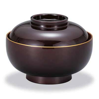 Mitani Yamanaka Lacquerware Soup Yamanaka Four Zoni with Bowl, Black, 13.3cm, Lacquerware, Seasons, Bowl, Gold-Lacquered Rim, M17045-0