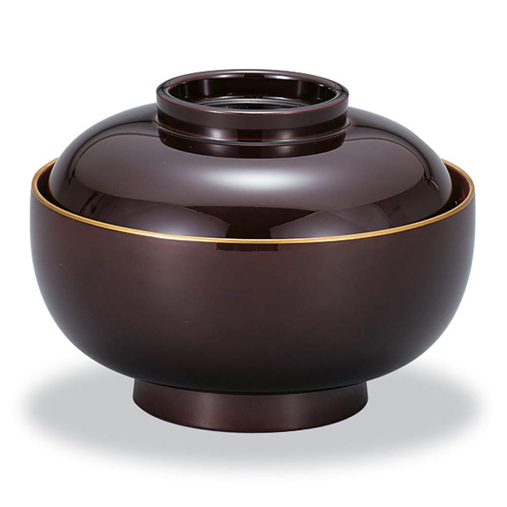 Mitani Yamanaka Lacquerware Soup Yamanaka Four Zoni with Bowl, Black, 13.3cm, Lacquerware, Seasons, Bowl, Gold-Lacquered Rim, M17045-0