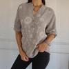 2025 Spring/Summer Women's Lace Embroidery V-Neck Button Shirt