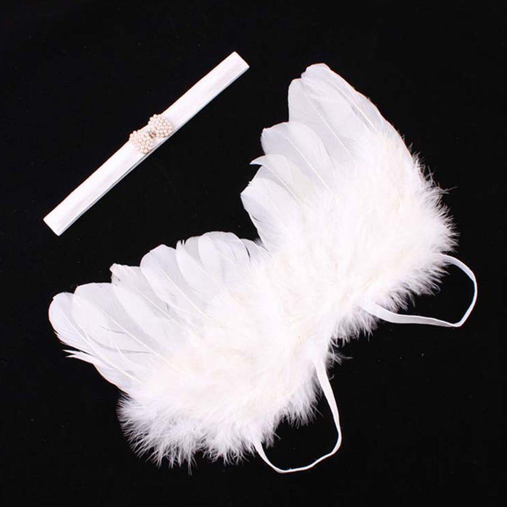 Baby Newborn Angle Wing And Small Bow Headband Photograph Prop Pearl Bow Headband Photograph Prop Suit Infant Clothes Suit