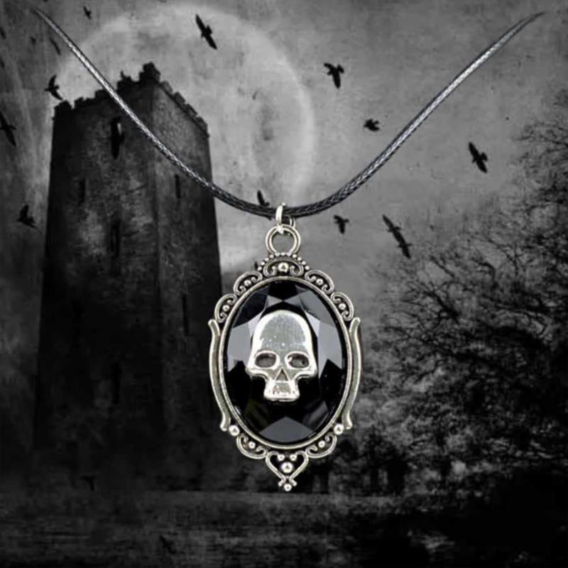 Gothic Skull Pendant Jewelry Trendy Zinc Alloy Necklace Comfort Fit Adjustable Neckchain For Halloween Outfits