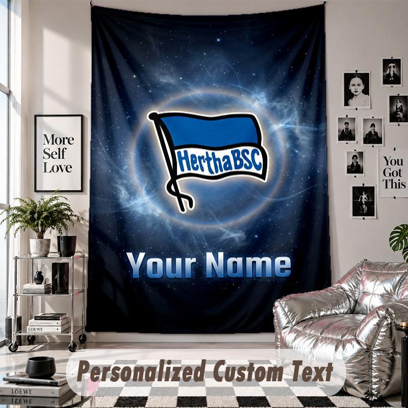 Wall Hanging Tapestry With Custom Name & Text, hertha bsc Decorative Tapestry For Bedroom