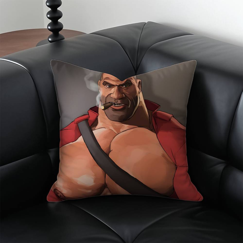 Buff Team F-Fortress 2 Tf2 Pillow Case Anti-Dustmite Pillowcase Invisible Zipper Silky Short Plush Sofa Cushion Cover