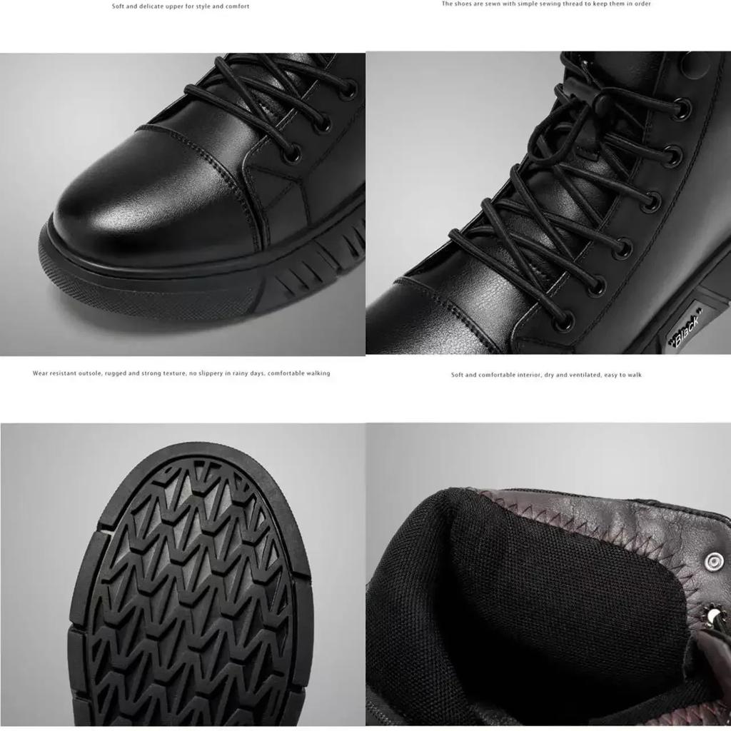 2025 New Men's Leather High Casual Shoes Men's Autumn Casual Comfortable Boots Winter Fur Boots Botas De Trabajo Hombre