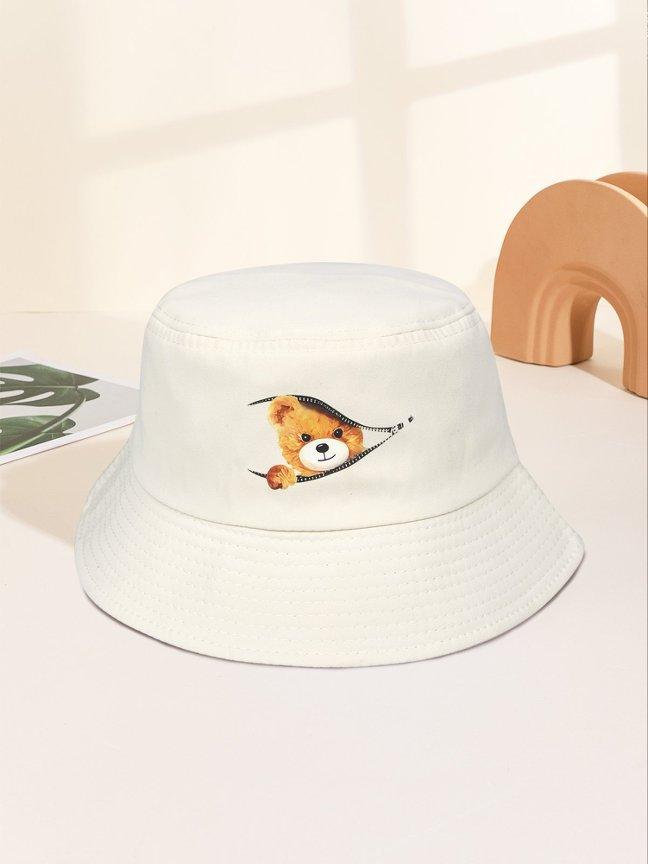 

Cute Cartoon Korean-Style Bucket Hat for Spring Summer Casual Outdoor Hiking Women Men Fashionable Breathable Sunshade Cap 56-58cm белый