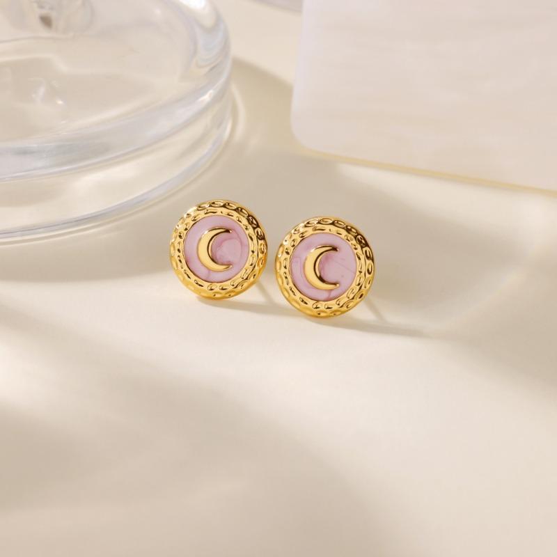 New Light Luxury Moon Oil Stud Earrings Stainless Steel Non-fading Gold-plated Earrings Hot-selling Earrings Jewelry