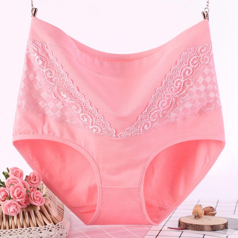 Plus Size Women's Year of Life Cotton High Waisted Lace Red Triangle Panties