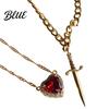 Couple Necklace Gift Women Double-layered with Blade And Heart Pendant