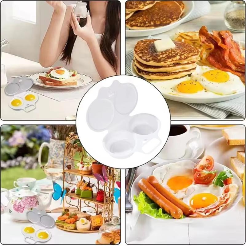 1Pcs Portable Steamed Egg Box Food Grades Plastic Microwave Egg Cooker Heat Resistant Kitchen Cooking Mold Egg Steamer