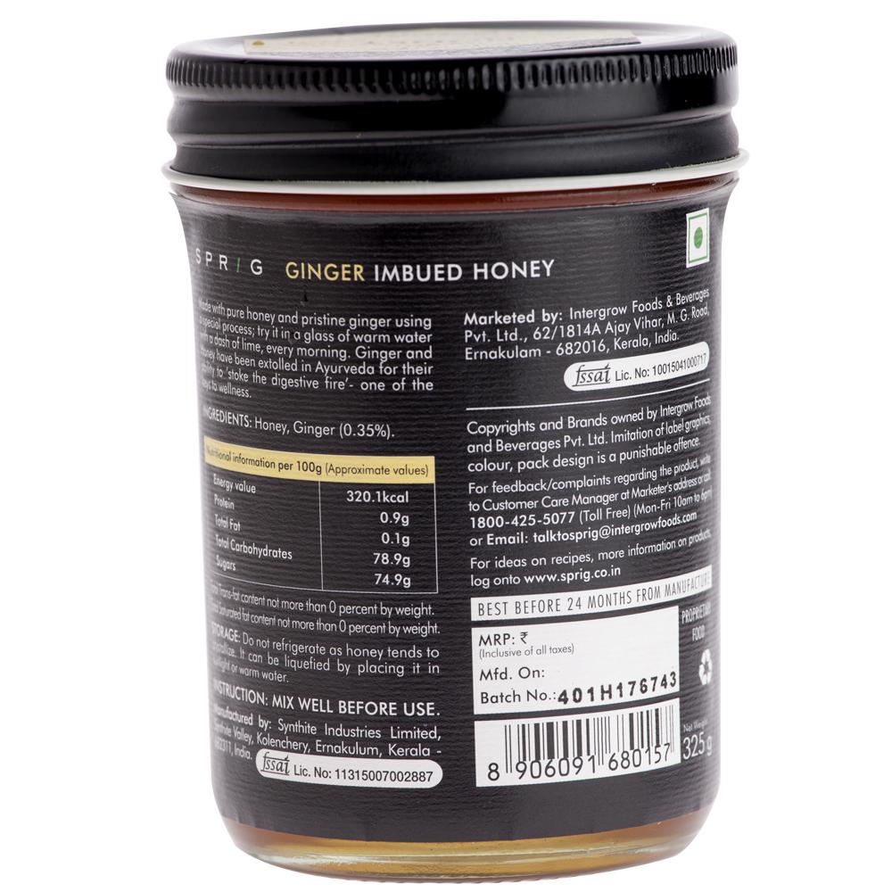 Honey Ginger: for Digestion (325 G), Ginger Imbued Honey, Sprig