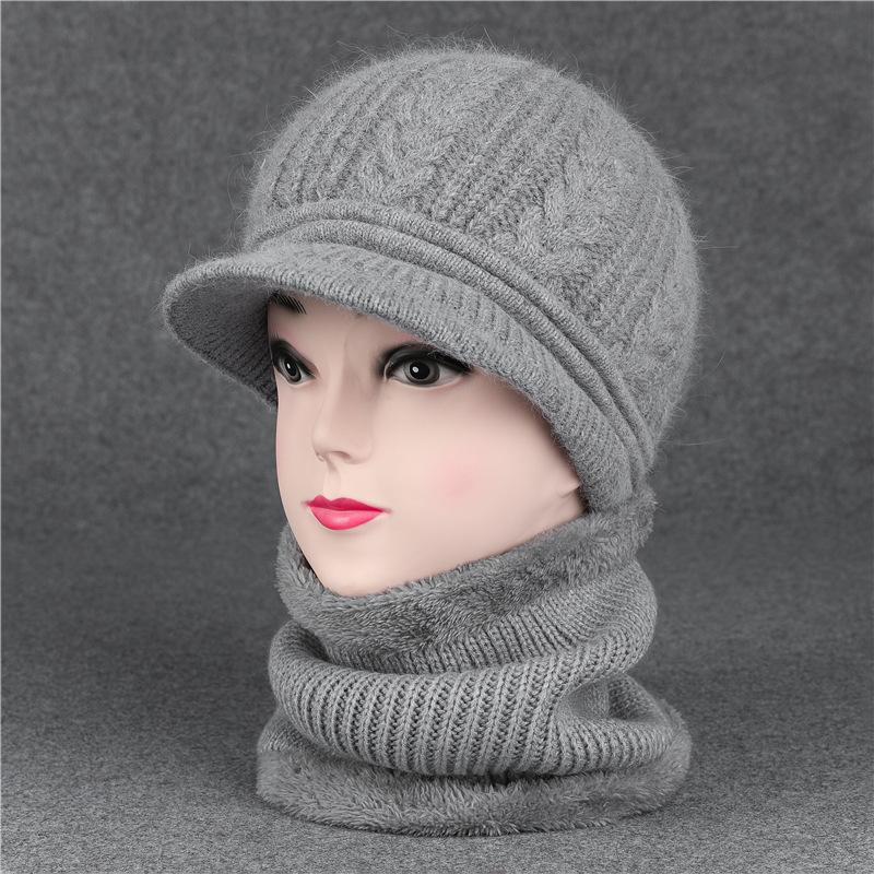 Duck Tongue Old Man Hat Female Grandma Autumn Winter Rabbit Wool Hat Knitted Thermal Basin Hat Middle-Aged And Elderly Mother Velvet