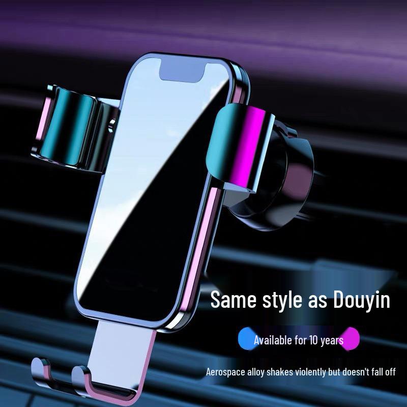 

Gravity Car Phone Holder with Metal Spiral Hook - Anti-Shake Air Vent Mount for Navigation серебряный