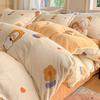 Verdicktes Milchfleece Vierteiliges Set Mädchenherz Korallenfleece Bettlaken Bettbezug Bettwäsche Fleece Bettbezug