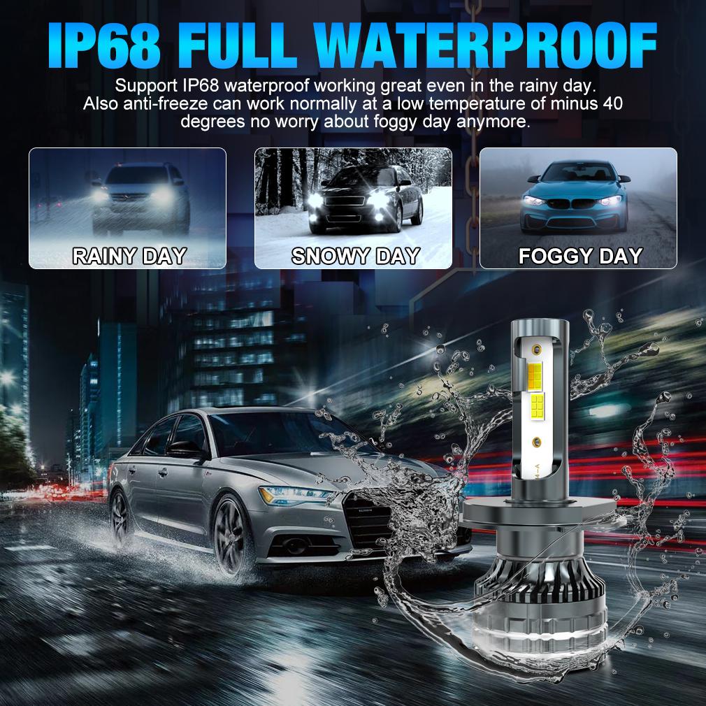 2Pcs H4 LED Headlight H11 Canbus 20000Lm 6000K 4300K 3000K 3 Color Changing Front Light Bulbs H8 9005 HB3 9006 HB4 9012 Hir2 H27 880 881 Auto Fog Lamp