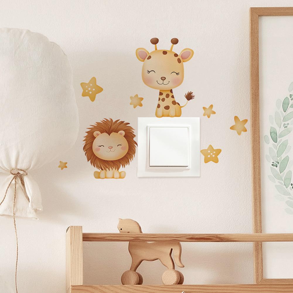 Lion Deer Stars Switch Sticker Self-Adhesive Removable Wall Sticker for Living Room Bedroom Hallway Home Decor Art