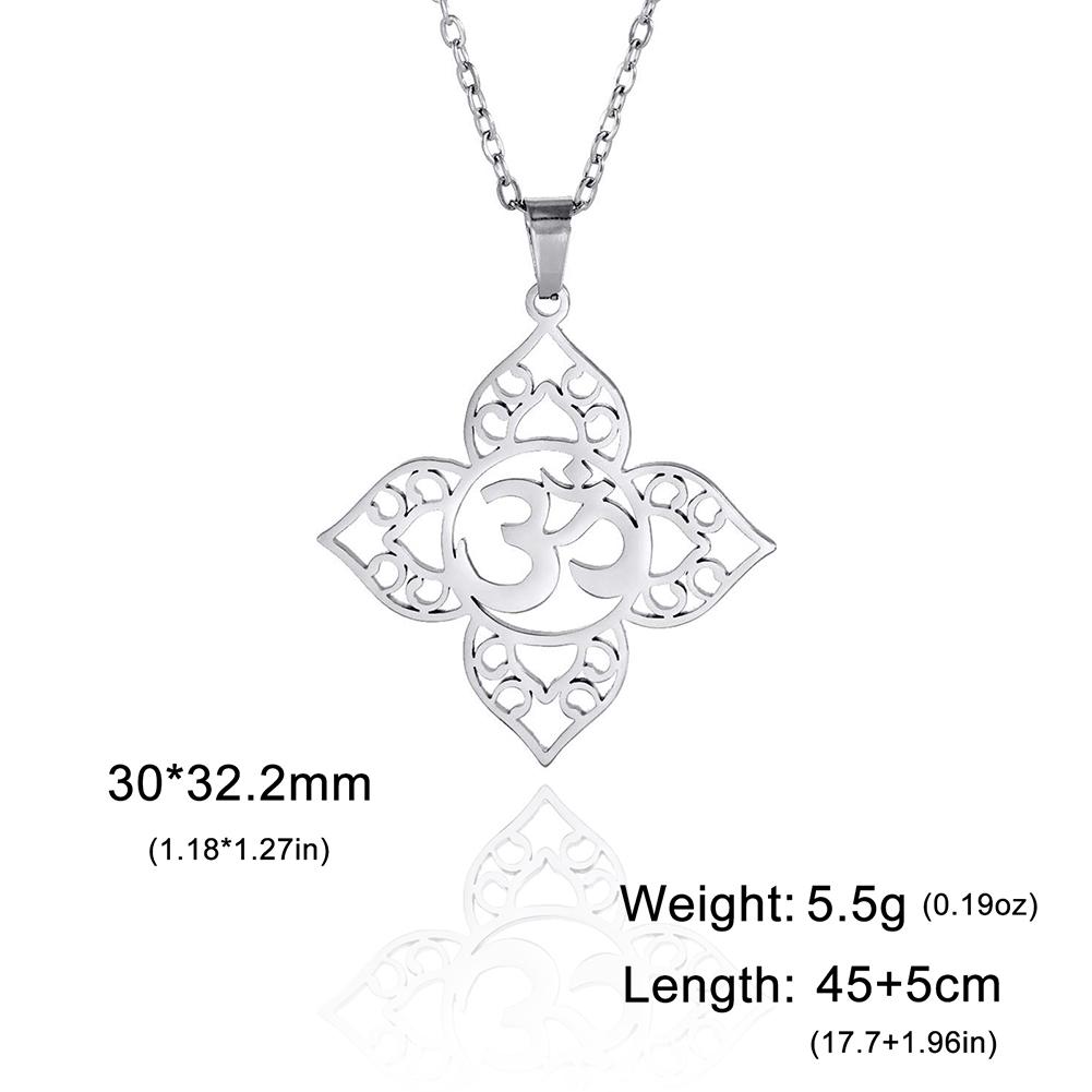 Lucktune Lotus OM Yoga Chakra Symbol Pendant Necklace Women Stainless Steel Buddhism Hindu Amulet Chain Necklace Jewelry Gift