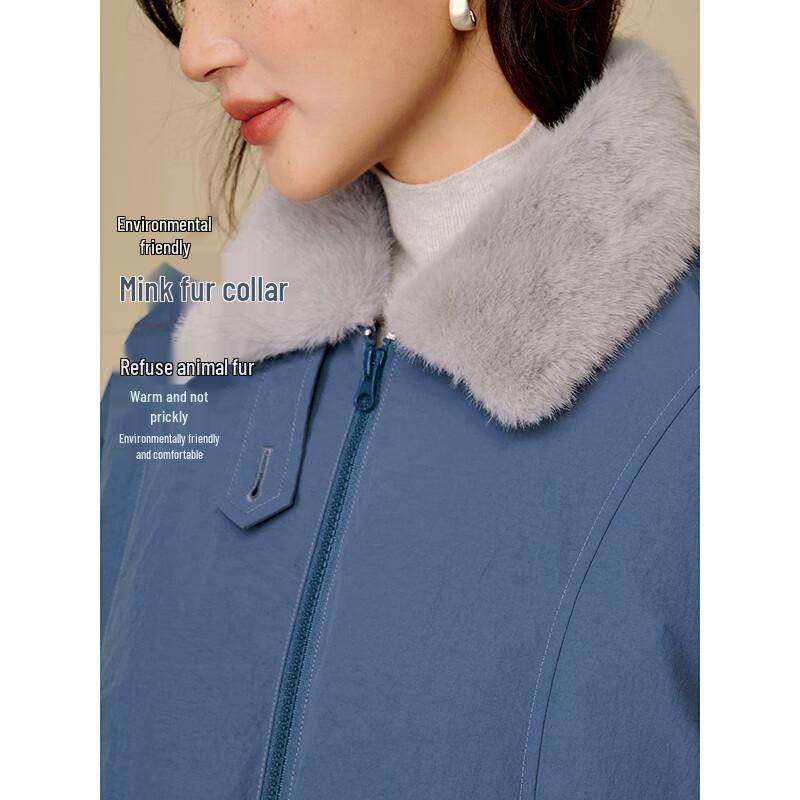 Inman Women's Contrast Collar Puffer Bomber Jacket
