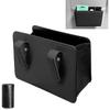 Car Seat Trash Can, Leather Foldable Car Trash Bin Organizer with 1 Roll Garbage Bags, 5.5 X 7.9 Inch Hanging Waterproof Multi-Function Storage Bag,