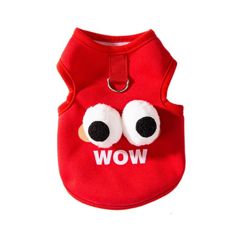 Cute Eye Print Pet Hoodie Thin Fleece Dog Cat Sweater Warm Two Legs Outfit Winter Clothes Leash Hole Design Soft Thermal Pet Clothing