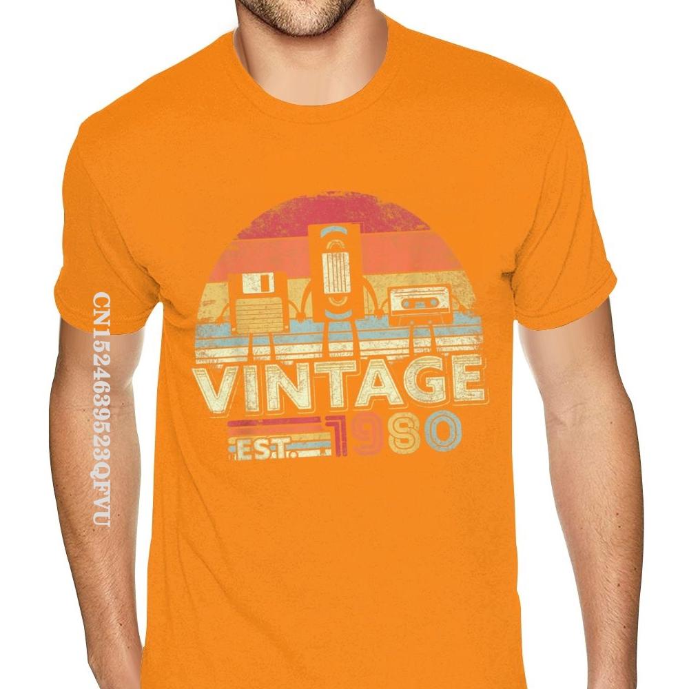 1980 Shirt Vintage 40th Birthday Gift Mens Tshirt Funny Music Tech Wholesale T-Shirt Men Plus Size Mens Plain Shirts