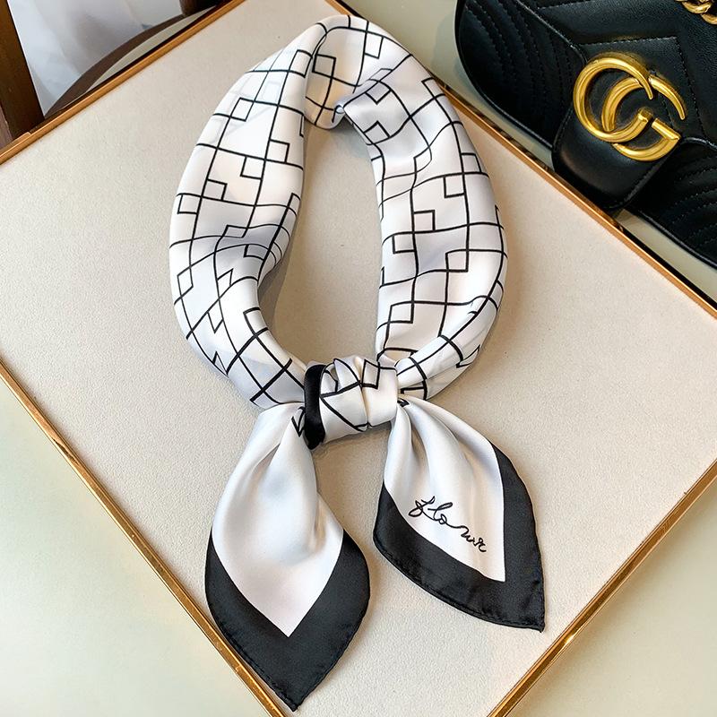 

New Style of Spring and Autumn Geometric Decorative Professional Scarf for Women s Imitation Silk Summer Sun Protection Scarf 70*70cm