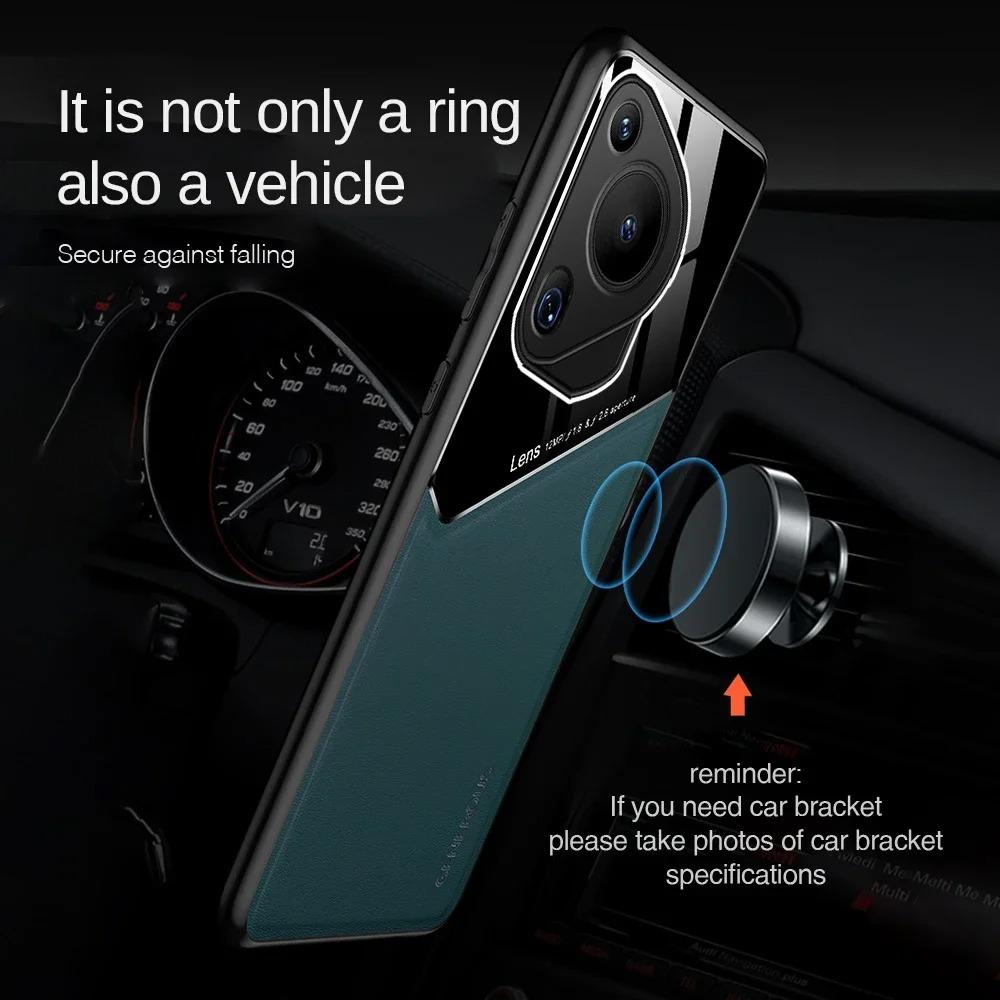 Business-Leder-Textur-Hülle für Huawei Pura 70 Ultra P70 P60 Pro-Abdeckung mit magnetischer Auto-Saughalterung, stoßfeste Vollschutzabdeckung