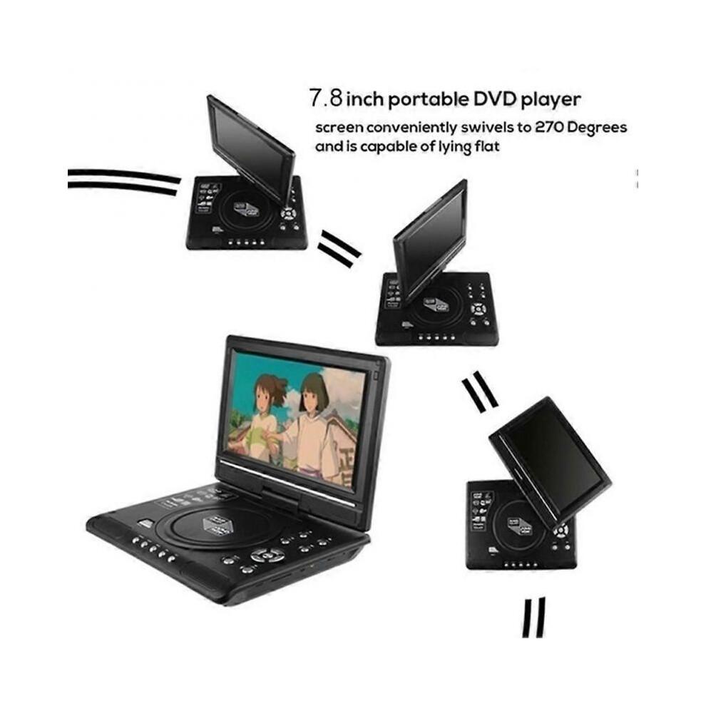 Portable 7.8 Inch TV Home Car DVD Player HD VCD CD MP3 HD EVD Player with TV/FM/USB/Game Function-EU