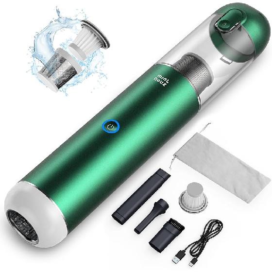 Car Vacuum Portable Cordless 17000Pa - 120W Handheld Vacuum Rechargeable with Blower, Ultra Lightweight Mini Vacuum Cleaner with 2 Filters for Car зелёный