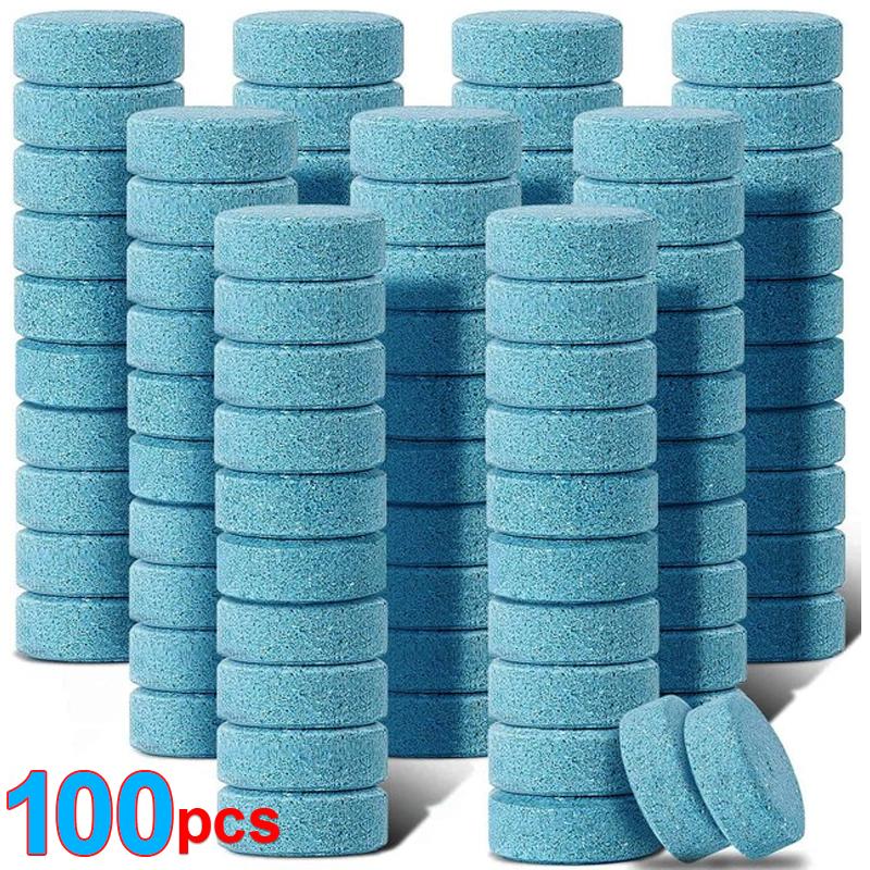 

100 шт. шипучих таблеток для автомобиля, очиститель лобового стекла, твердый очиститель для стеклоочистителя, универсальный домашний туалет, окно синий