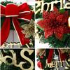 Christmas Wreath Front Door Hanging Ornaments Artificial Wreath Bell Gift Bow Stars For Christmas Tree Home Windows Decor