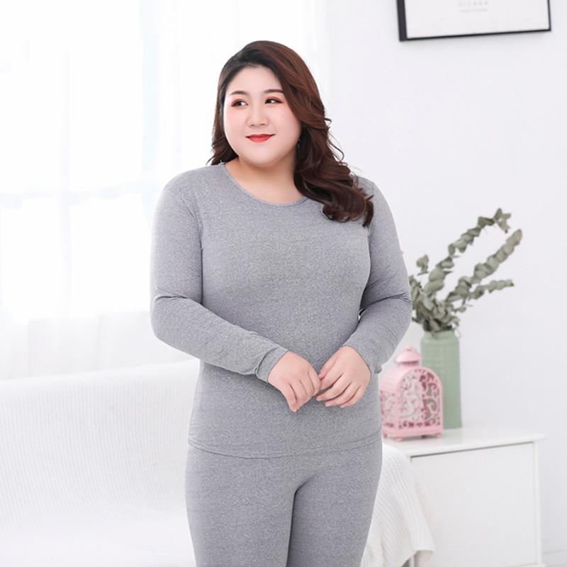 2pcs Warm O Neck Solid Color Thermal Underwear High Quality Plus Size Long Johns Women Shaped Sets M-10XL