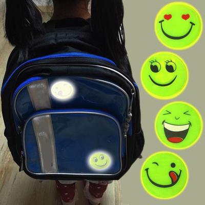 Smiley Reflective Stickers Children's School Bag Motorcycle Visual Safety Reflective Stickers KTY