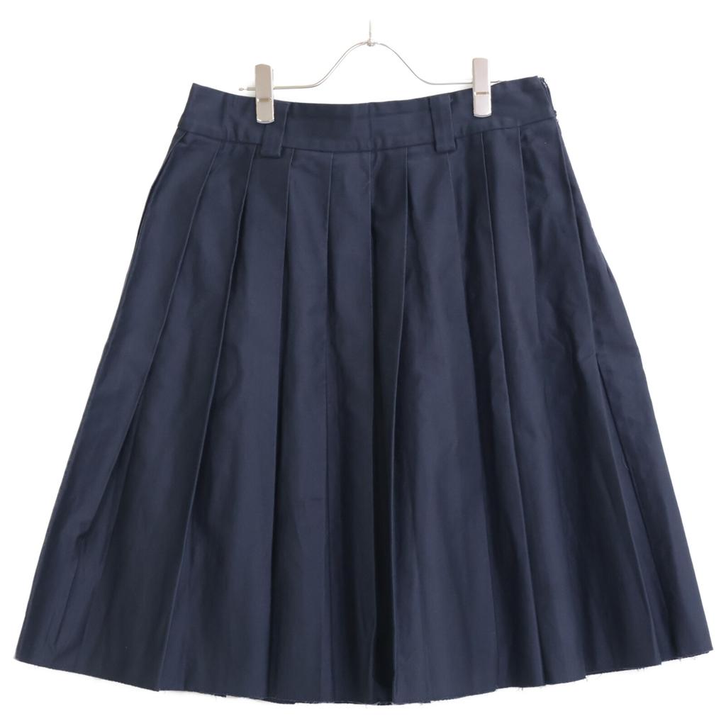 MIUMIU 2010 MG1781 Navy Logo Embroidered Pleated Chino Skirt Skirt 40 NavyUsed