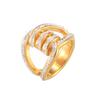 Hepburn Style New Geometric Double-Layer Splicing Ring Titanium Steel Plated 18K Gold Studded With Diamonds Fashion Ring