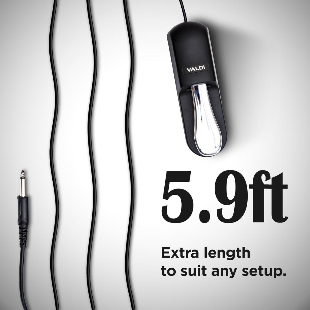 VALDI Sustain Pedal Red Universal Pedal for Digital MIDI and Synths Conversion Switch for All Brands Extension Cable BP-3 - Keyboards, Pianos,