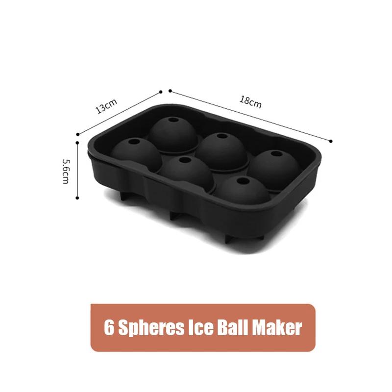 2/4/6 Balls Silicone Ice Cube Maker Ball Mold Large Sphere Reusable Whiskey Ice Mold Tray High Quality Ice Mold Kitchen Bar Tool