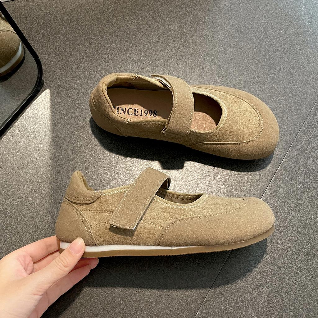 Fashion New Women's Mary Jane Flats Slip-On Casual Shoes Flat Bottom Suede Shoes for Women Spring Autumn Solid Round Toe Single Shoes